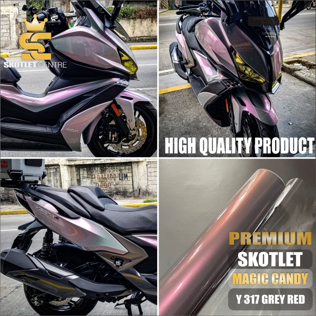 Skotlet Lembayung Stiker Motor Magic Candy Grey Red Sticker Flip Green Biru Ungu Pelapis Body Premiu