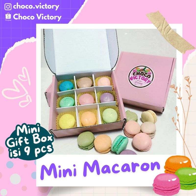 

Mini Macaron Gift Box (isi 9 pcs) Free bubble wrap BACA CAPTION!