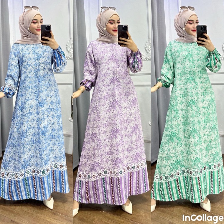 KODE S77T Gamis batik wanita modern rayon twill premium terbaru remaja kekinian batik pekalongan