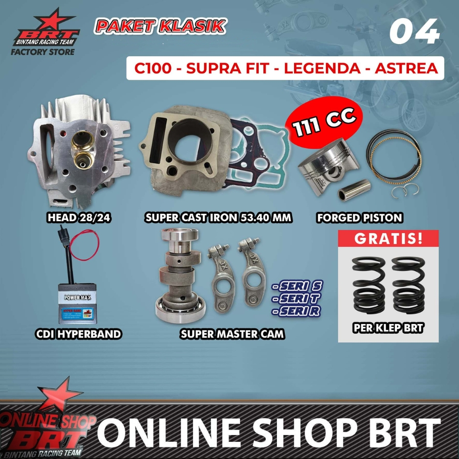 PAKET KLASIK 4 & 9 TOURING BORE UP BRT C100 ASTREA GRAND SUPRA X SUPRA FIT REVO 100 LEGENDA PRIMA WI