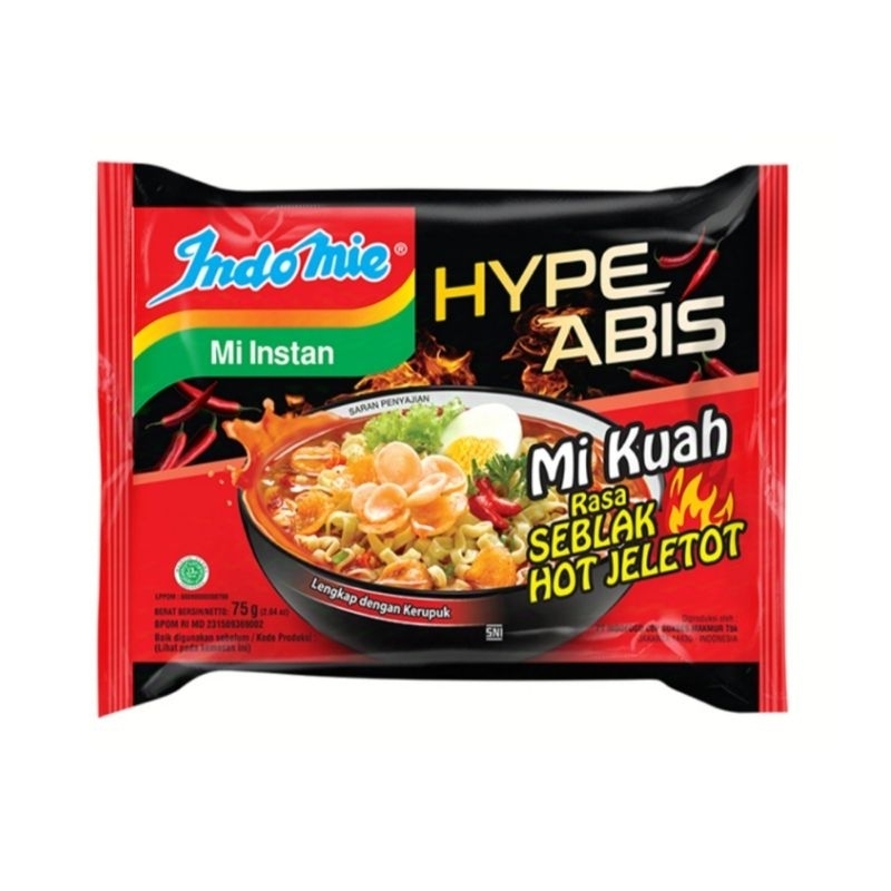 

Indomie Mi Hybe Abis Rasa Seblak Hot Jeletot 75gr