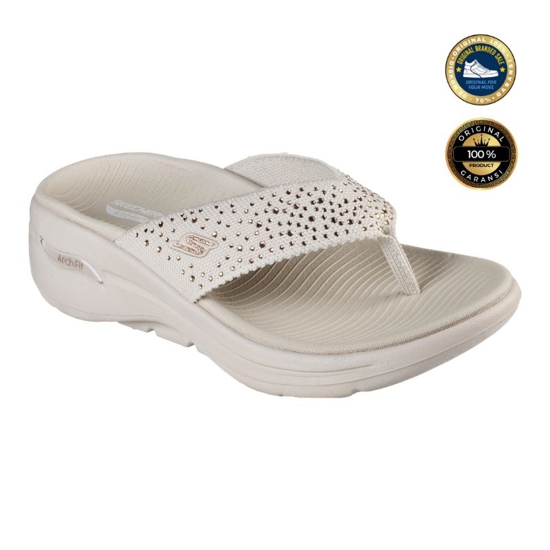 ORIGINAL GARANSI SANDAL SKECHERS GO WALK ARCH FIT DAZZLE NATURAL SIZE 39