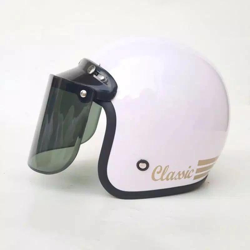 HELM BOGO CLASSIC RETRO WARNA PUTIH SNI - DEWASA PRIA DAN WANITA