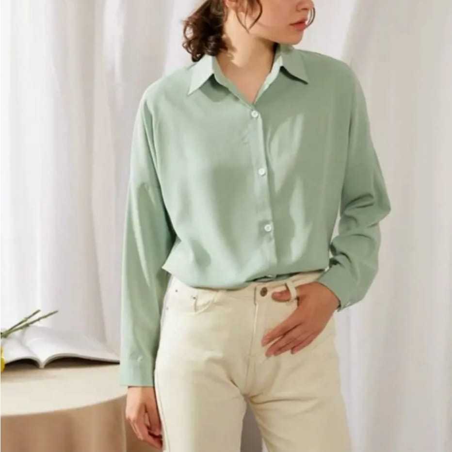 Kemeja Oval/Atasan Wanita/Kemeja Atasan Wanita/Atasan Putih/Kemeja Putih