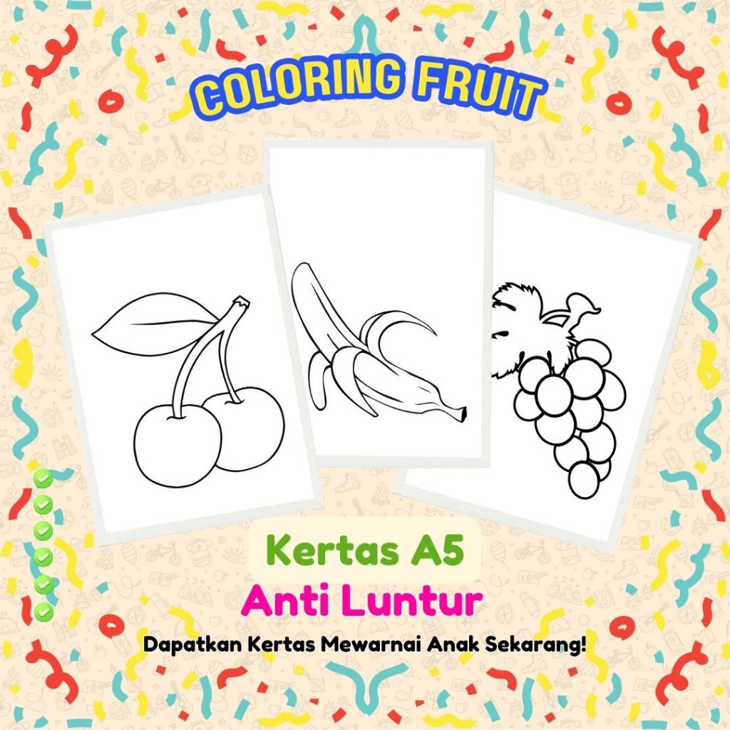 

Lembar Mewarnai Buah-buahan | Mainan Edukasi Anak | Kertas Mewarnai Ukuran A5