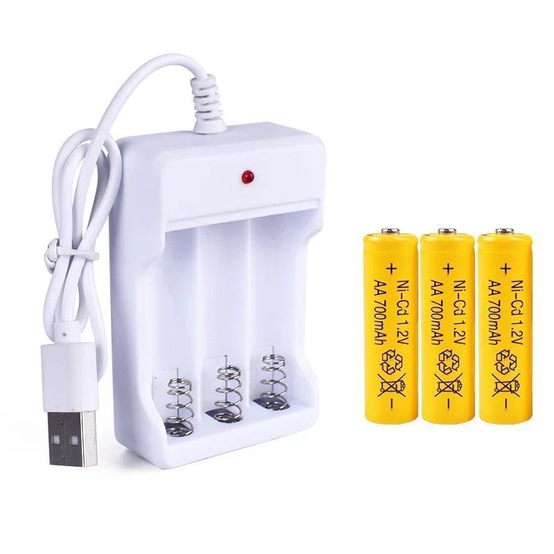 Charger Baterai AA AAA 3 Slot Kabel Usb Charger Batre AA AAA Baterai Rechargeable Charger / CAS BATE