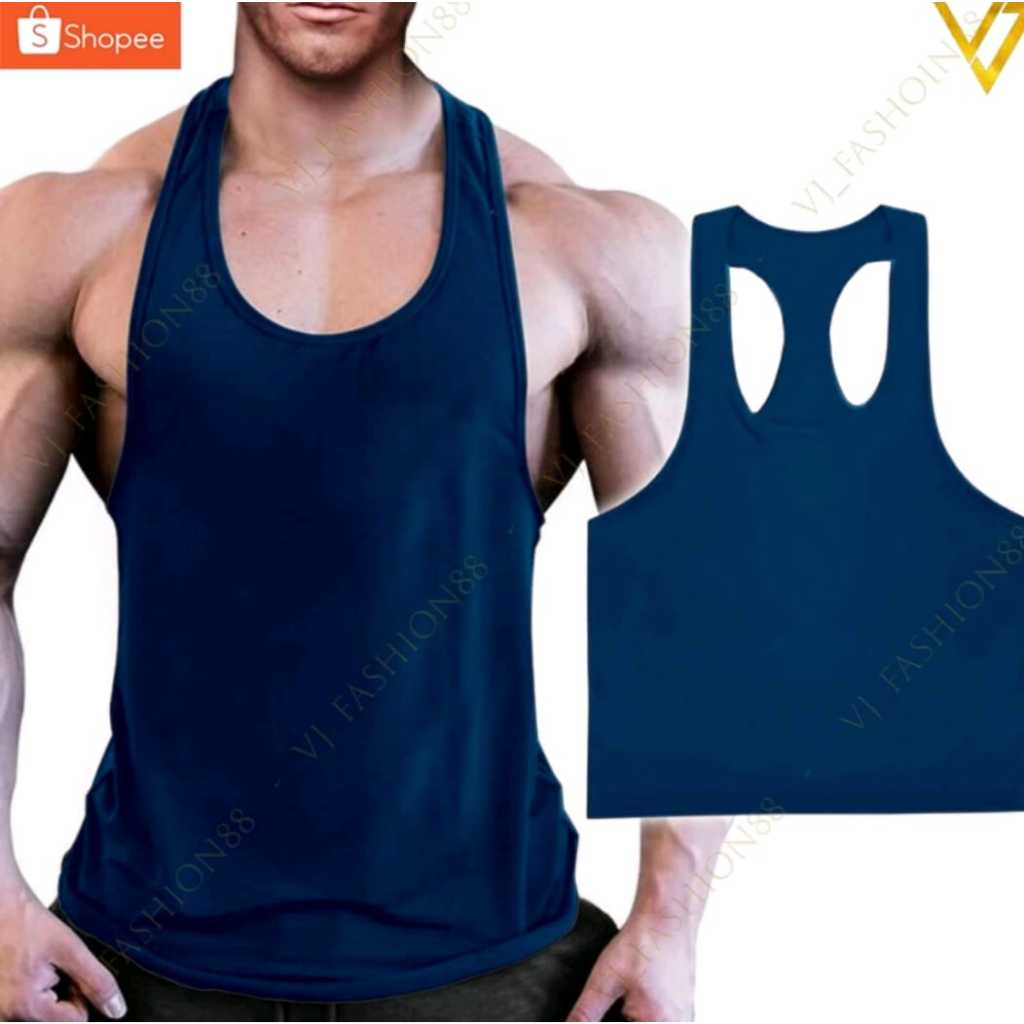 Lekbong Fitnes Gym tali Kecil Pria Fitness Workout Musclefit Kaos Singlet Pria Gym Fitnes Polos Tali