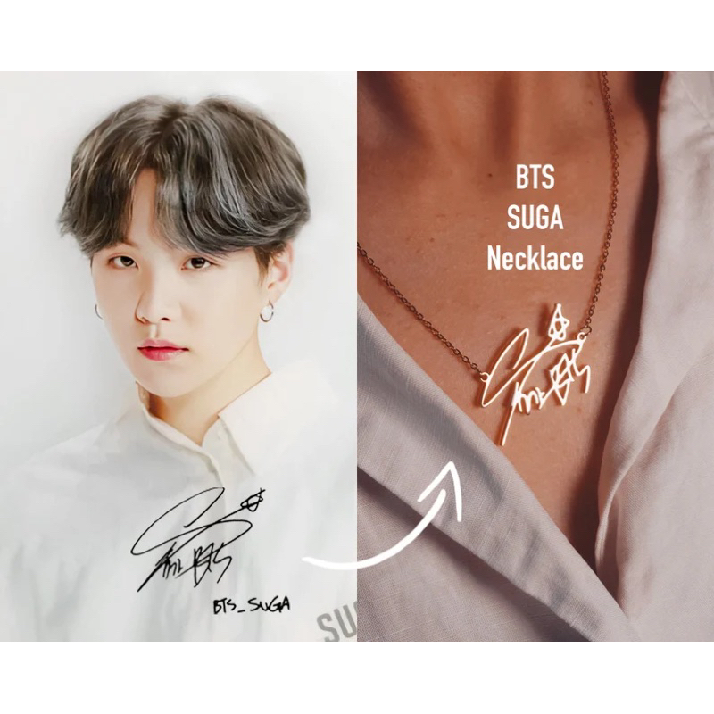 Kalung BTS SUGA Signature Necklace - BTS Min Yoongi Necklace - bts Merch - bts Jewelry - bts goods -