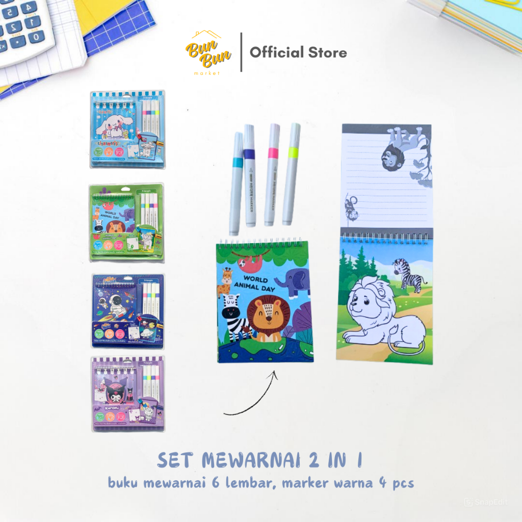 

SET 2 IN 1 / Paket Mewarnai 4 Warna Pulpen Warna Lembar Mewarnai Anak Semarang Instan