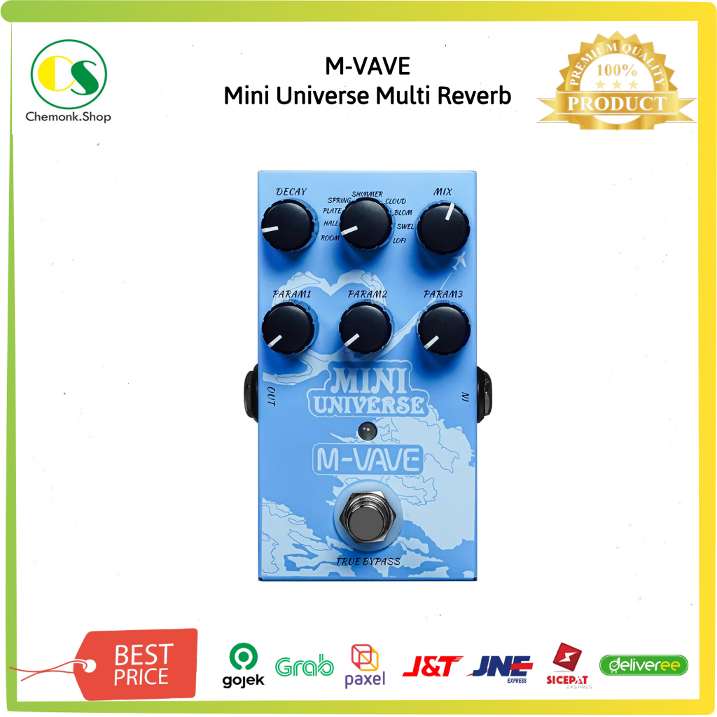 Efek Gitar MVAVE M-Vave Mini Universe Multi Reverb Spring Hall Shimmer Cloud