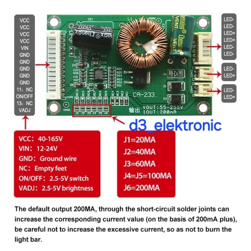 INVERTER TV LED UNIVERSAL CA-233 UNIVERSAL LAMPU LED BACKLIGHT CA233 INVERTER BL DC STEPUP TV
