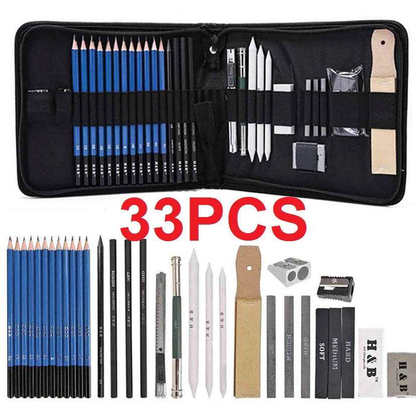 

Grosir Gembira 33PCSSet Sketch Pensil Pisau Penghapus dan Pensil Gambar untuk Keperluan Sekolah Pencil Drawing Set