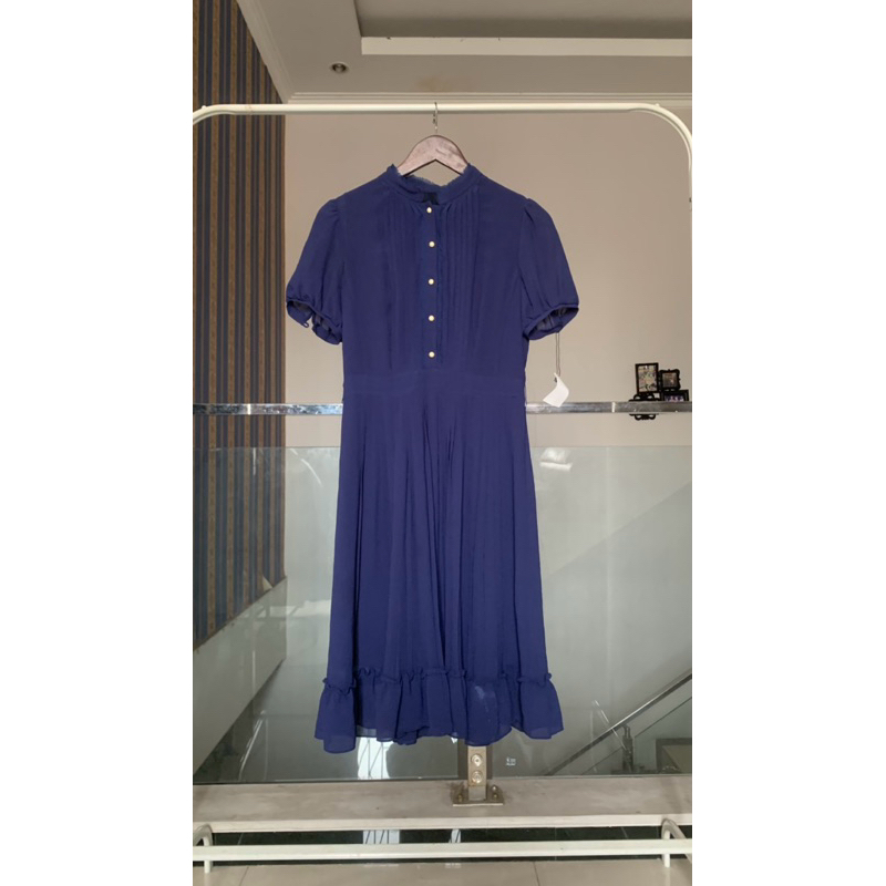 dress sifon navy plisket