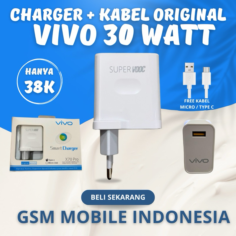 PROMO Charger 30 Watt VIVO Fast Charging Micro / Type C CHARGER V25 V20 V15 - CHARGER Vivo V5S - CHA