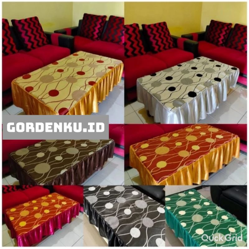 Taplak meja tamu/taplak meja rumbai blackout/taplak meja ruangtamu/covermeja/taplak meja murah