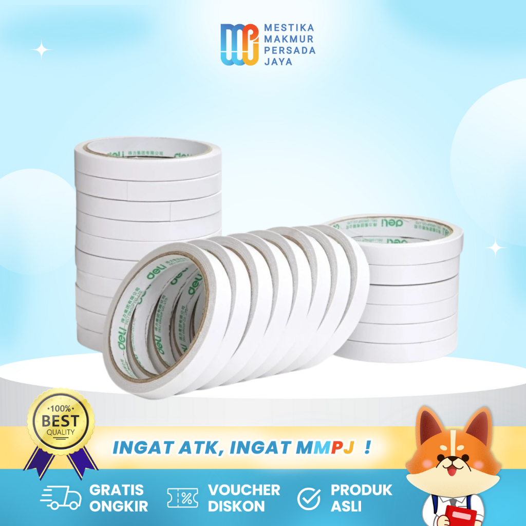 

Deli Double Tape Selotip Putih Daya Rekat Super Kuat