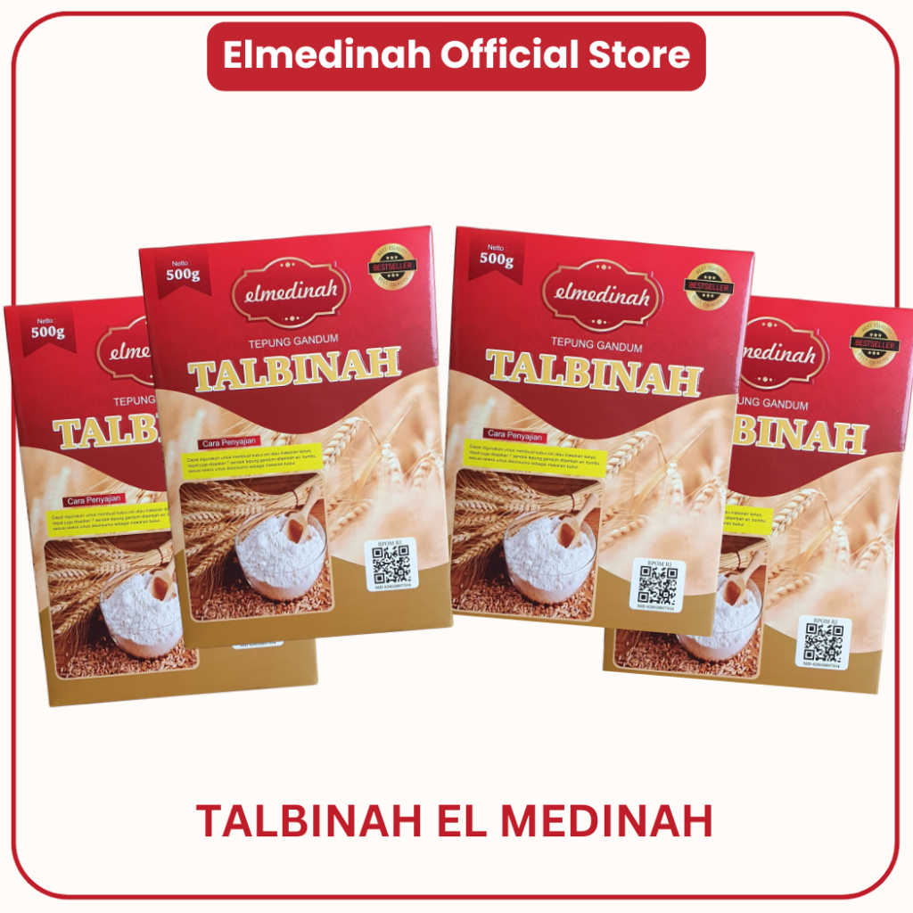 

Talbinah Elmedinah - Paket 4 box Tepung Gandum Talbinah El Medinah Resep Thibb Nabawy 500gr