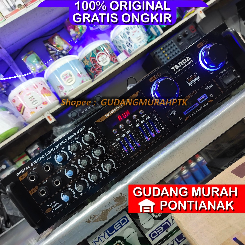 Amplifier TARGA Digital Echo Mixer POWER BLUETOOTH Equalizer 4 Slot Mic KA 339