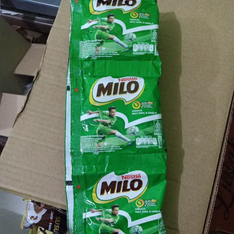 

susu MILO KEMASAN ISI 10 SACHET ,PER RENTENG