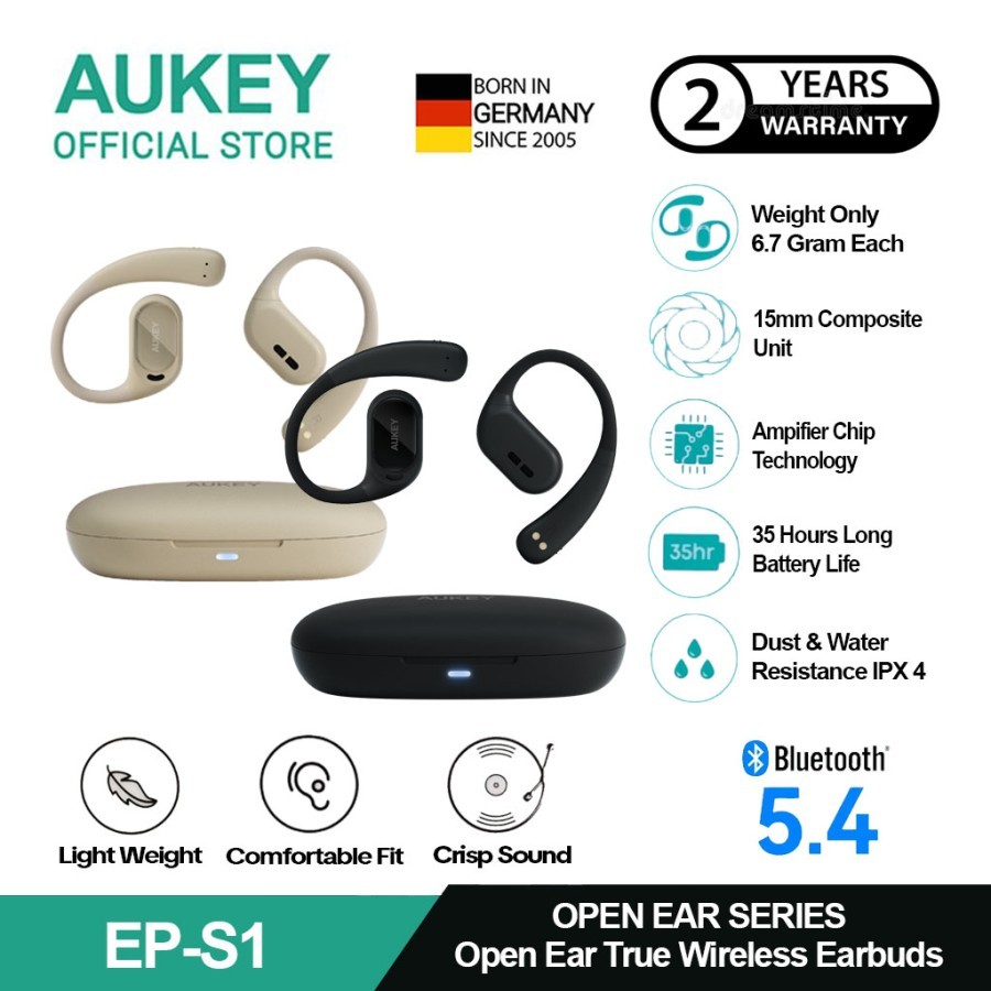 AUKEY EPS1 Open Ear True Wireless Series TWS Headset Bluetooth With App Control IPX4