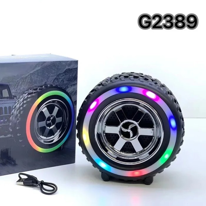 Speaker Bluetooth Portable RGB LED Wireless Speaker Fleco G2389 / Speaker Bentuk Roda / Fleco G 2389