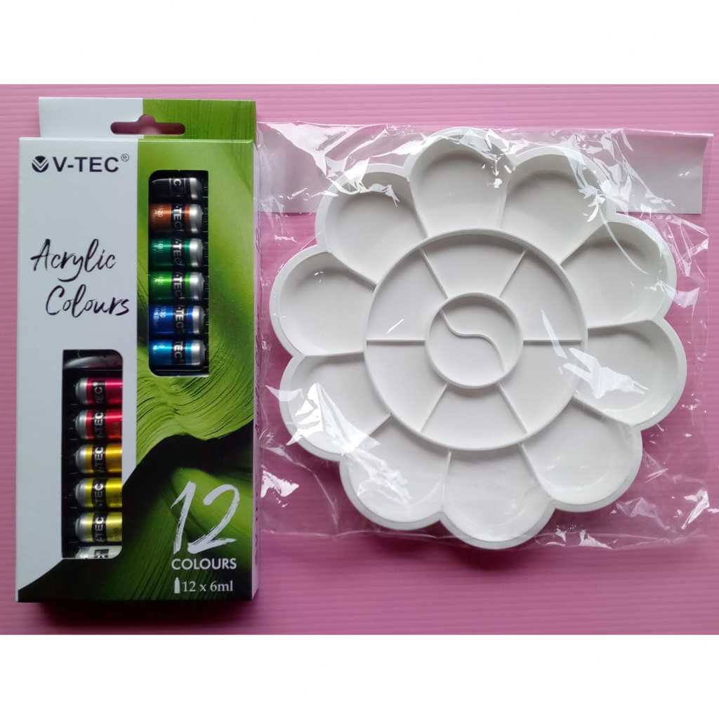 

CAT ACRYLIC VITECH 12 WARNA DAN PALET PUTIH 1 SET