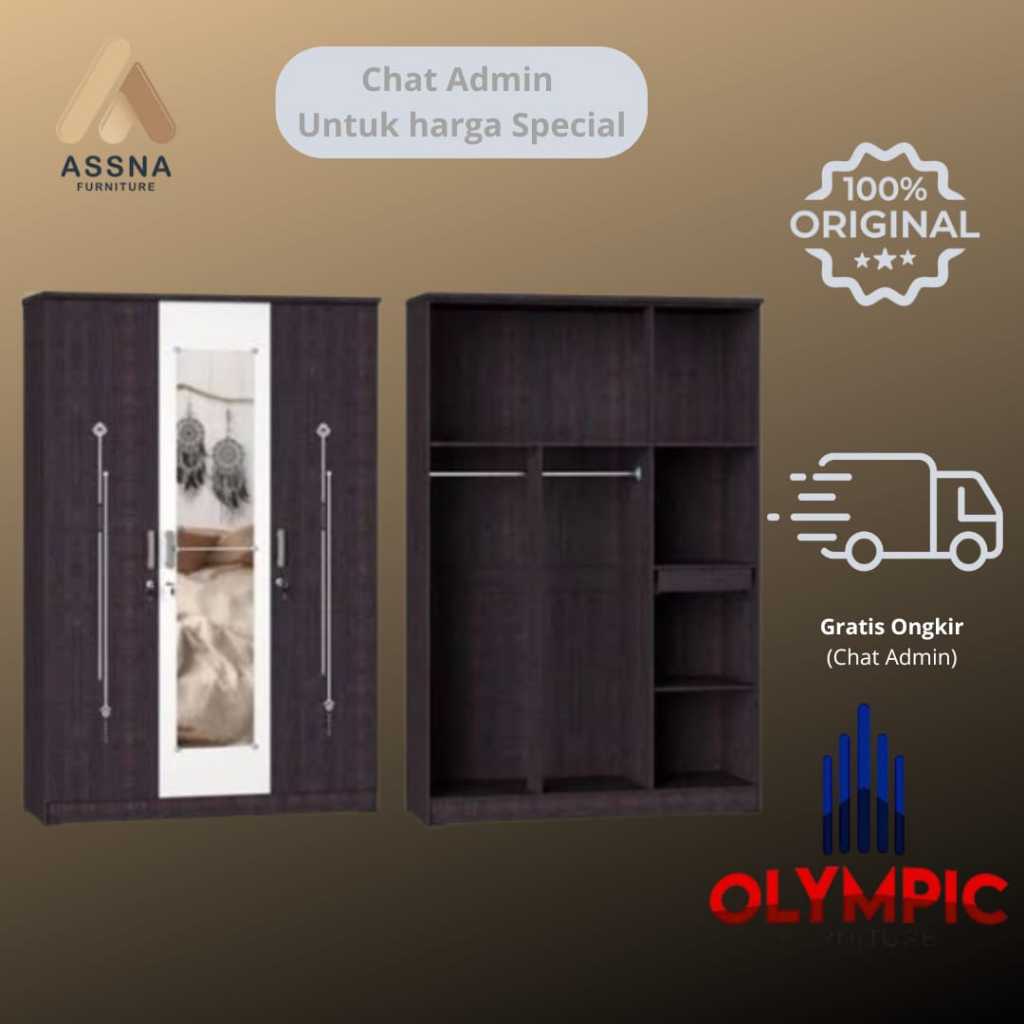 Olympic G-Star LCBP Dona Lemari Pakaian Baju Minimalis 3 Pintu LCBP Dona So Dark Putih