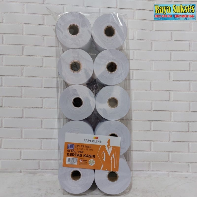 

Kertas Kasir Paperline 1 ply 75x65x18mm/ Kertas Thermal Ppl TS 7565