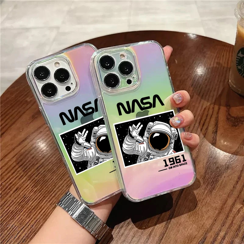 Case Aurora Iphone (SAR - NASA 1961 ) 13 11 12 X XS XR 14 15 PRO MAX Casing Transparan Chamelion Gra