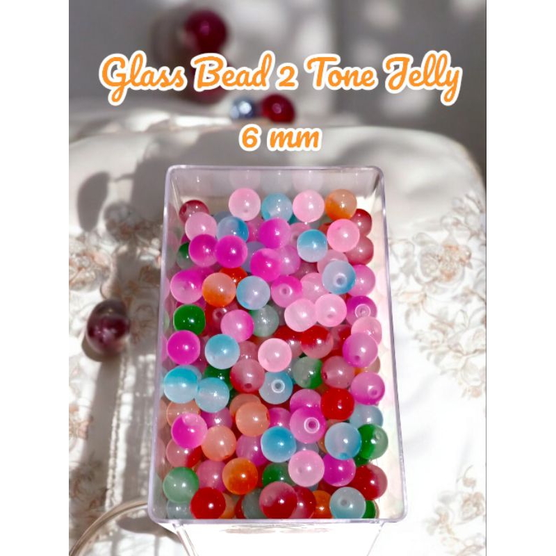 MANIK MOTE KACA GLASS BEADS GRADASI JELLY 2 TONE 8 MM