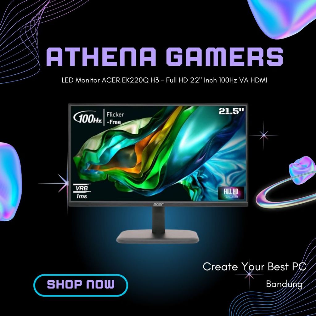 LED Monitor ACER EK220Q H3 - Full HD 22" Inch 100Hz VA HDMI | Athena