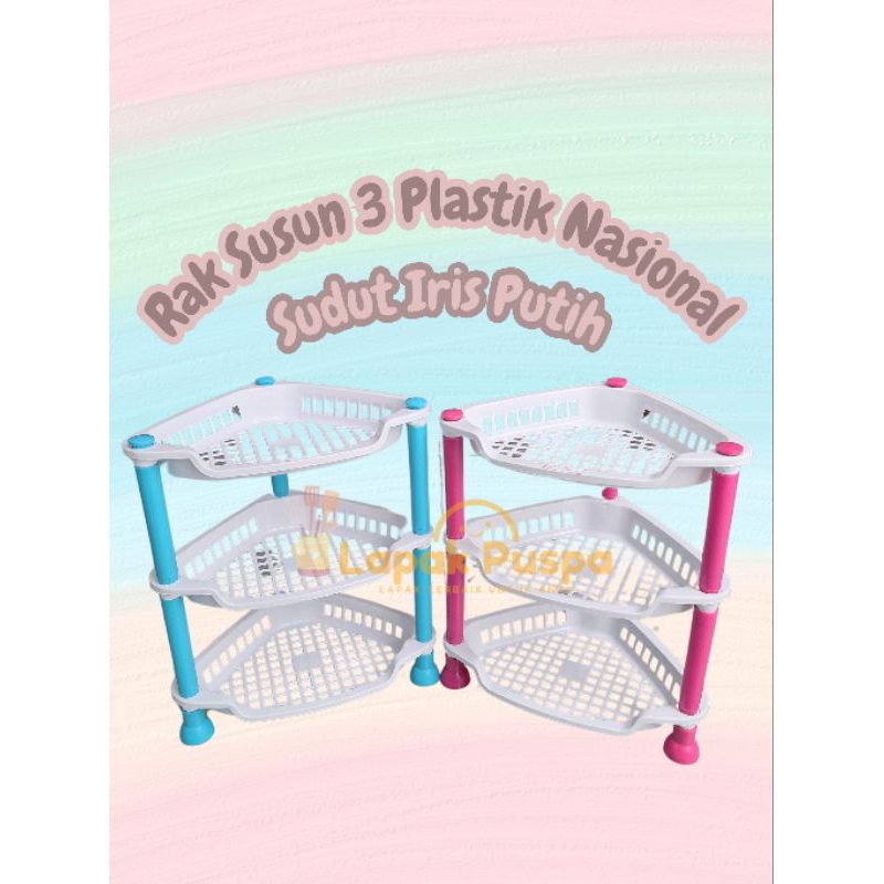 1 pcs rak susun plastik nasional sudut iris putih rak susun plastik serbaguna rak susun 3 rak susun 