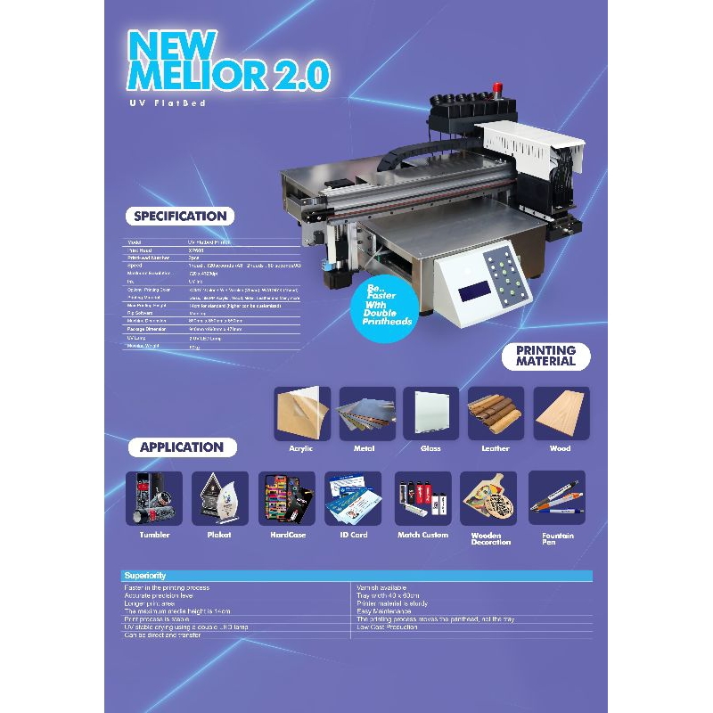 Printer UV DTF flatbed 2head