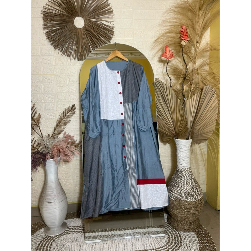 tunik semut polo linen kombinasi