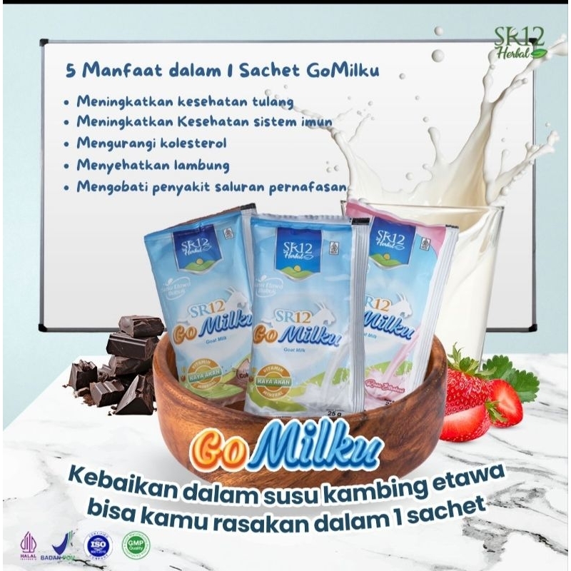 

Gomilku SR12 Kemasan Sachet/ Susu Etawa Premium Non Gula/ Atasi Radang Sendi Asam Urat