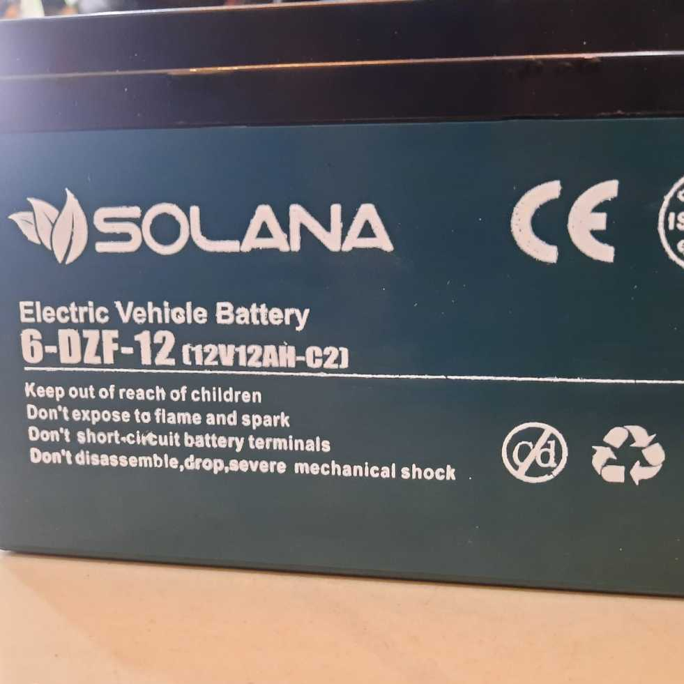 Battery Aki Baterai Solana Lite 12V 12Ah Sepeda Listrik