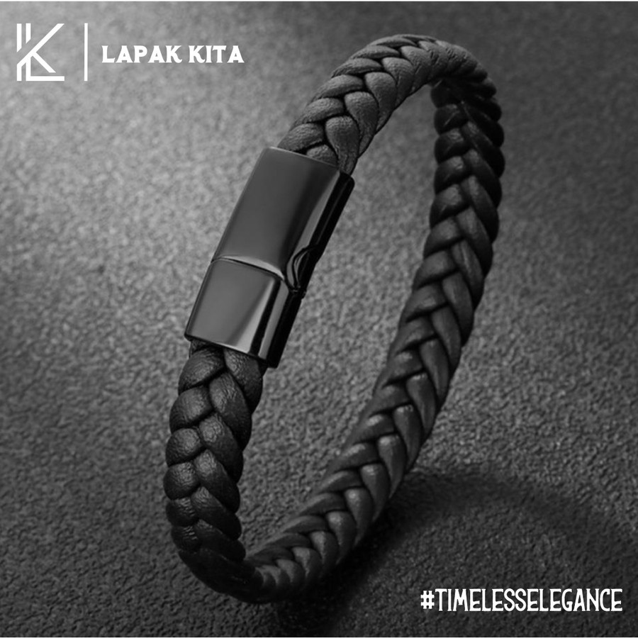 Gelang Tangan Pria / Gelang Kulit Geometri Emas Vintage  Multiplayer Gelang 3IN1 Gelang Pria