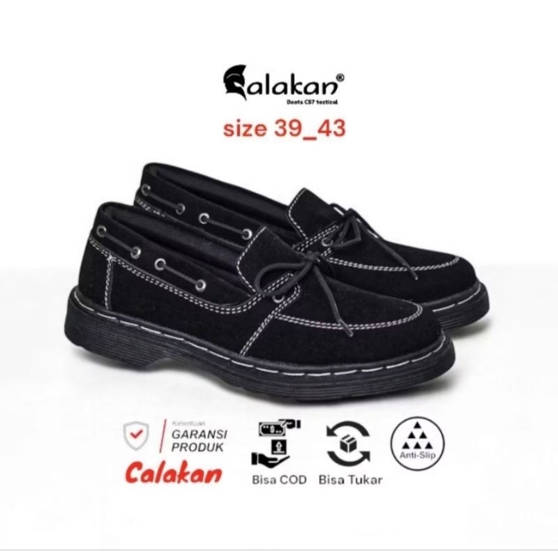 Calakan - Boots Pria Full Black Suede | Sepatu Boots Pria Terbaru