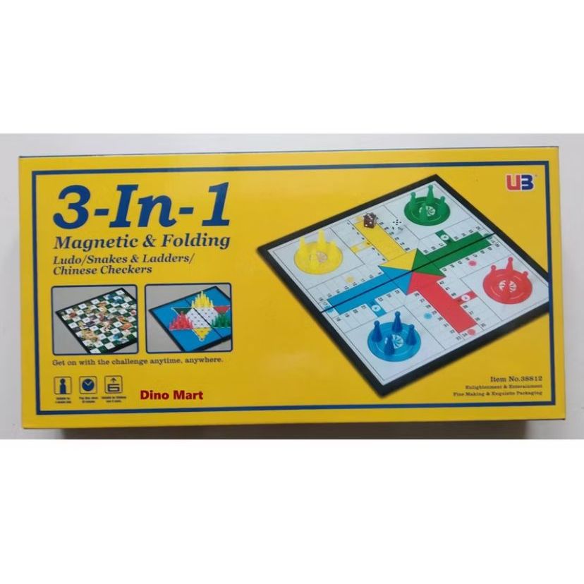Magnetic Board Game Jumbo / 3 in 1 Magnetic - Ludo, Ular Tangga, Halma