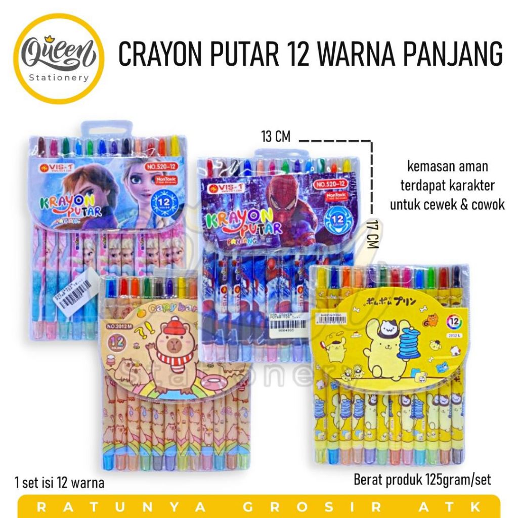 

1 SET (12 WARNA) CRAYON PUTAR 12 WARNA PANJANG / ALAT MEWARNAI