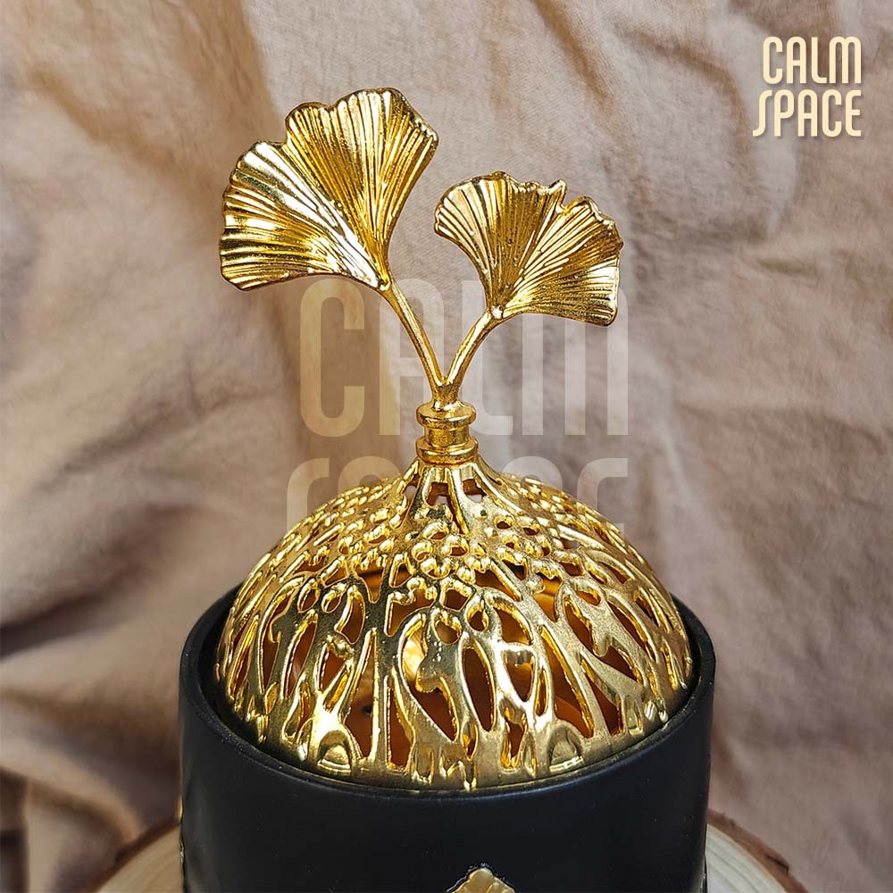 Quixoticquest_Shop Hitam Tempat Bakar Dupa Mabkharah Bulat Arab Bahan Resin Hiolo Kuningan Besi Hio