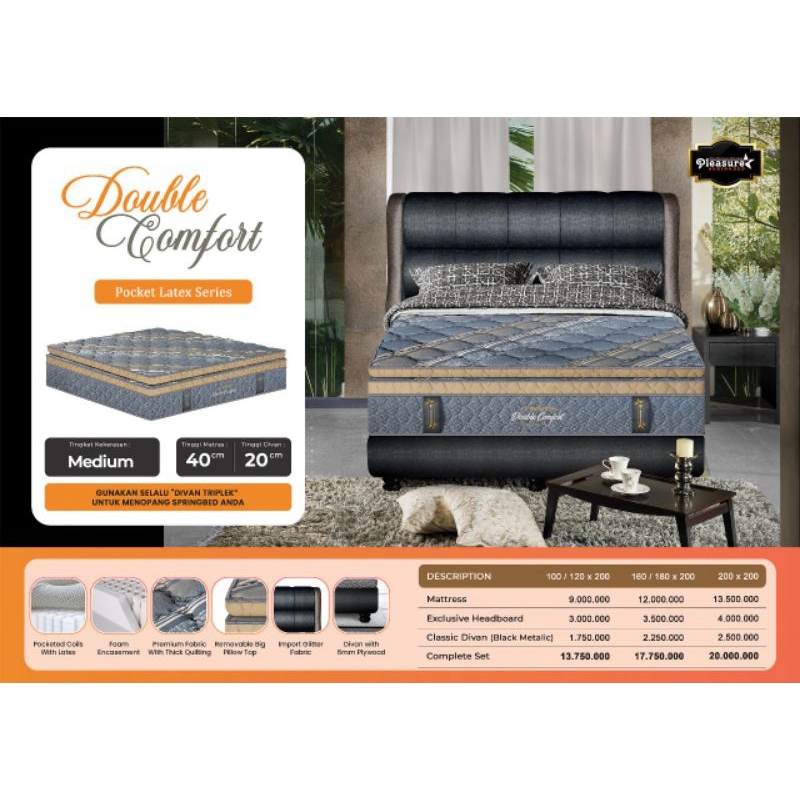 Springbed Pleasure Double Comfort, Plush Top Bisa Dilepas