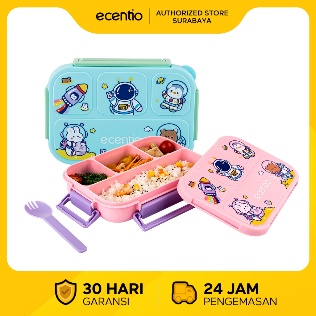 【ecentio surabaya】ecentio Kotak Makan Anak Kids Lunch Box Set Premium Rantang Makan Kotak anti bocor