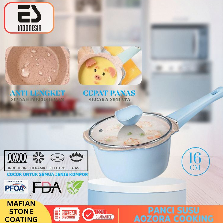 ESINDO Panci Susu Aozora Cooking - Set Panci Mpasi Bayi Peralatan Makan Bayi Panci Susu Mpasi Bayi