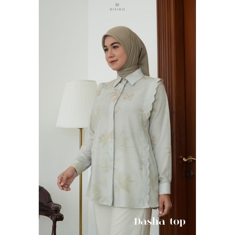 Dasha top ORI by disiko exclusive atasan kemeja blouse wanita motif bunga cantik Bahan Sofia Ukuran 