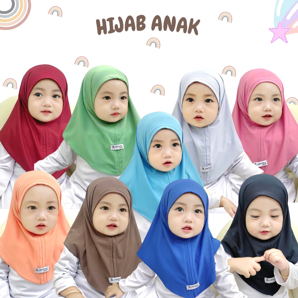 Termurah 16pcs Hijab Bayi Balita i 0 6 12 Bulan Jilbab Anak 1 tahun Maurin Bahan Jersey - Kerudung A