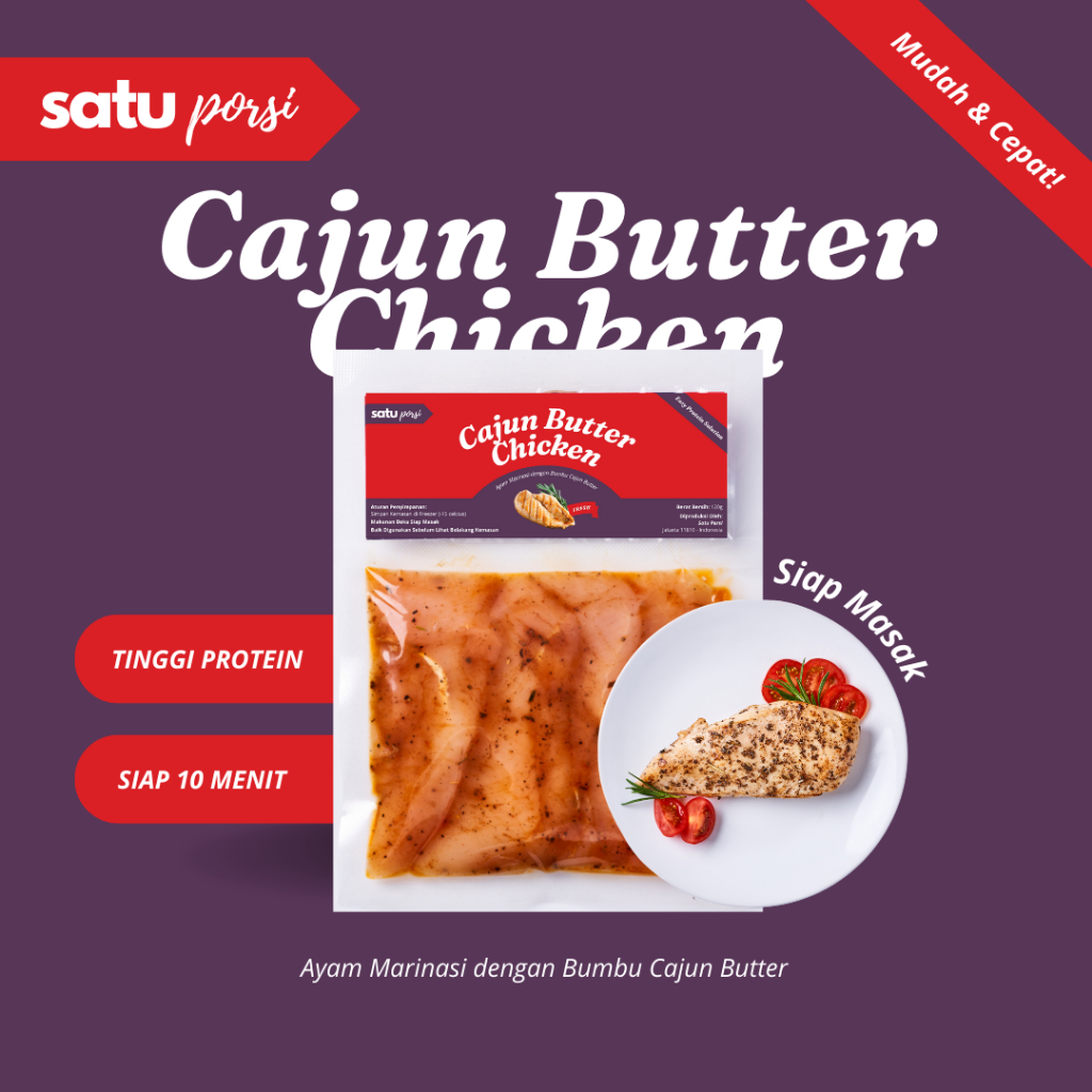 

Frozen Food Satu Porsi Siap Masak Cajun Butter Chicken