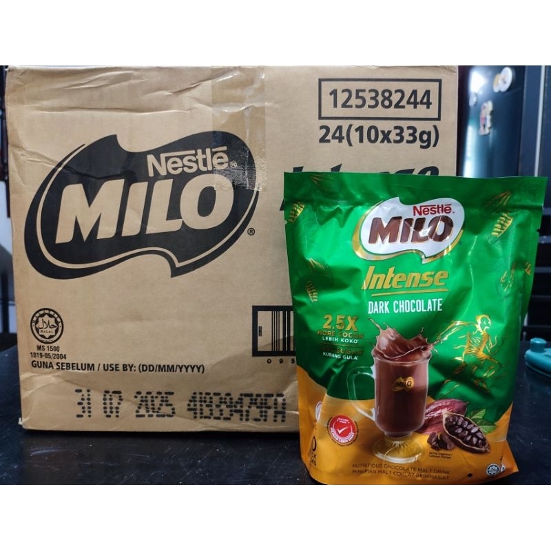 

MILO INTENSE Less Sugar with 2.5x Dark Cocoa Original Nestle Malaysia 24 x 10Sticks x 33Gram