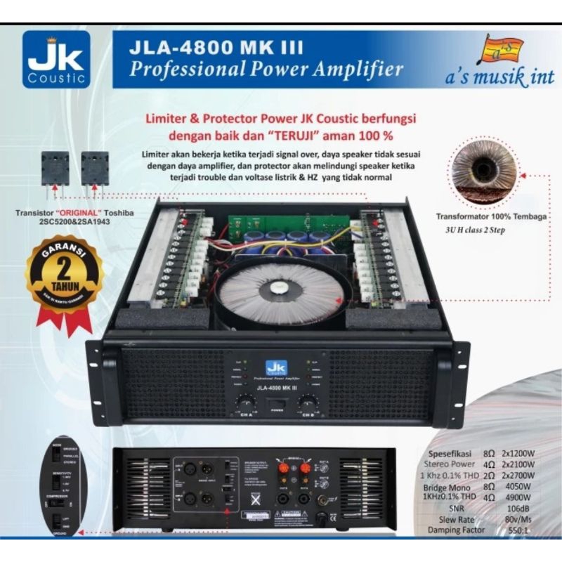 Power Amplifier JK Coustic JLA-4800 MK III Original class H