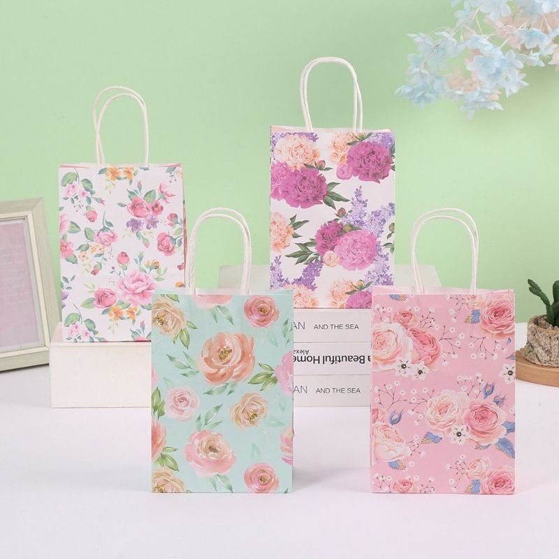 

Paper Bag Kraft Tas kado Motif Goodiebag Motif bunga Paper Bag Tas Kado Ulang Tahun kertas kado